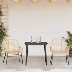 vidaXL Set da Pranzo da Giardino 3 pz Marrone in Polyrattan Vetro - Vista aggiuntiva 3
