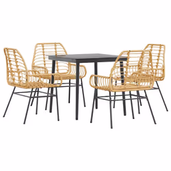 vidaXL Set da Pranzo da Giardino 5pz Polyrattan Vetro - Vista aggiuntiva 2