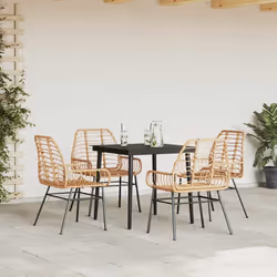vidaXL Set da Pranzo da Giardino 5pz Polyrattan Vetro - Vista aggiuntiva 3