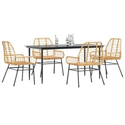 vidaXL Set da Pranzo da Giardino 5pz Polyrattan Vetro
