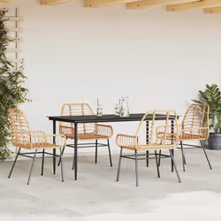vidaXL Set da Pranzo da Giardino 5pz Polyrattan Vetro - Vista aggiuntiva 3