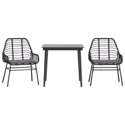 vidaXL Set da Pranzo da Giardino 3 pz con Cuscini Polyrattan Vetro - Vista aggiuntiva 2