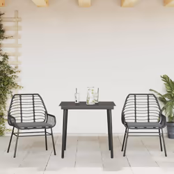 vidaXL Set da Pranzo da Giardino 3 pz con Cuscini Polyrattan Vetro - Vista aggiuntiva 3
