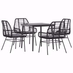 vidaXL Set da Pranzo da Giardino con Cuscini 5 pz Polyrattan Vetro - Vista aggiuntiva 2
