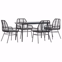 vidaXL Set da Pranzo da Giardino con Cuscini 5 pz Polyrattan Vetro - Vista aggiuntiva 2