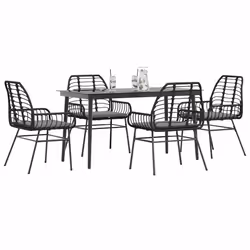 vidaXL Set da Pranzo da Giardino con Cuscini 5 pz Polyrattan Vetro - Vista aggiuntiva 3