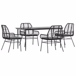 vidaXL Set da Pranzo da Giardino con Cuscini 5 pz Polyrattan Vetro - Vista aggiuntiva 2