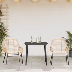 vidaXL Set da Pranzo da Giardino 3pz con Cuscini Polyrattan Vetro - Vista aggiuntiva 3