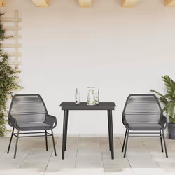 vidaXL Set da Pranzo da Giardino 3 pz con Cuscini Polyrattan Vetro - Vista aggiuntiva 3