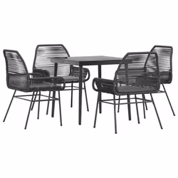 vidaXL Set da Pranzo da Giardino con Cuscini 5 pz Polyrattan Vetro - Vista aggiuntiva 2