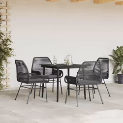 vidaXL Set da Pranzo da Giardino con Cuscini 5 pz Polyrattan Vetro - Vista aggiuntiva 3