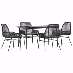 vidaXL Set da Pranzo da Giardino con Cuscini 5 pz Polyrattan Vetro - Vista aggiuntiva 2