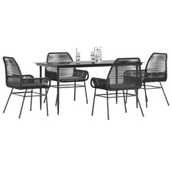 vidaXL Set da Pranzo da Giardino con Cuscini 5 pz Polyrattan Vetro