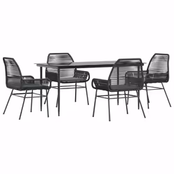 vidaXL Set da Pranzo da Giardino con Cuscini 5 pz Polyrattan Vetro - Vista aggiuntiva 2