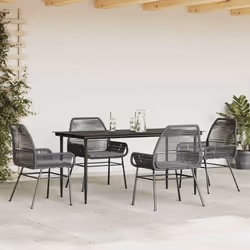 vidaXL Set da Pranzo da Giardino con Cuscini 5 pz Polyrattan Vetro - Vista aggiuntiva 3