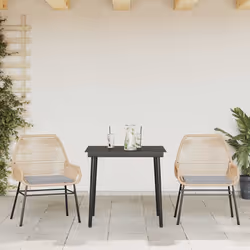 vidaXL Set da Pranzo da Giardino 3pz con Cuscini Polyrattan Vetro - Vista aggiuntiva 3