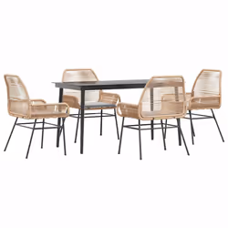 vidaXL Set da Pranzo da Giardino 5pz con Cuscini Polyrattan Vetro - Vista aggiuntiva 2