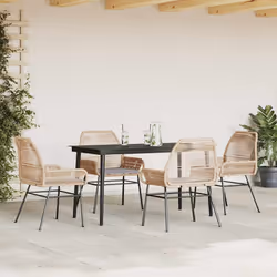 vidaXL Set da Pranzo da Giardino 5pz con Cuscini Polyrattan Vetro - Vista aggiuntiva 3