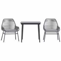 vidaXL Set da Pranzo da Giardino 3 pz con Cuscini in Polyrattan Vetro - Vista aggiuntiva 2