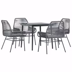 vidaXL Set da Pranzo da Giardino 5 pz con Cuscini Polyrattan Vetro - Vista aggiuntiva 2