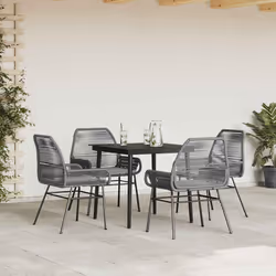 vidaXL Set da Pranzo da Giardino 5 pz con Cuscini Polyrattan Vetro - Vista aggiuntiva 3