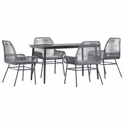vidaXL Set da Pranzo da Giardino 5 pz con Cuscini Polyrattan Vetro - Vista aggiuntiva 2