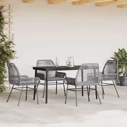 vidaXL Set da Pranzo da Giardino 5 pz con Cuscini Polyrattan Vetro - Vista aggiuntiva 3