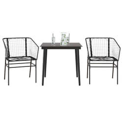 vidaXL Set Mobili da Pranzo per Giardino 3 pz Nero Polyrattan Vetro