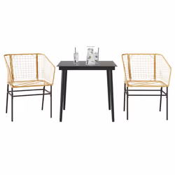 vidaXL Set da Pranzo da Giardino 3 pz Marrone in Polyrattan Vetro - Vista aggiuntiva 2