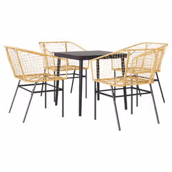 vidaXL Set da Pranzo da Giardino 5pz Polyrattan Vetro - Vista aggiuntiva 2