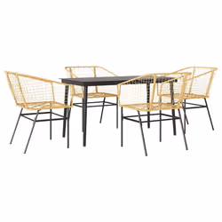 vidaXL Set da Pranzo da Giardino 5pz Polyrattan Vetro - Vista aggiuntiva 2