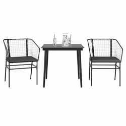 vidaXL Set da Pranzo da Giardino 3 pz con Cuscini Polyrattan Vetro - Vista aggiuntiva 2
