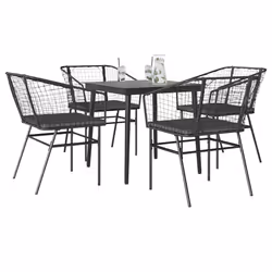 vidaXL Set da Pranzo da Giardino con Cuscini 5 pz Polyrattan Vetro