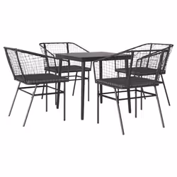 vidaXL Set da Pranzo da Giardino con Cuscini 5 pz Polyrattan Vetro - Vista aggiuntiva 2