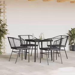 vidaXL Set da Pranzo da Giardino con Cuscini 5 pz Polyrattan Vetro - Vista aggiuntiva 3