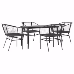 vidaXL Set da Pranzo da Giardino con Cuscini 5 pz Polyrattan Vetro - Vista aggiuntiva 2