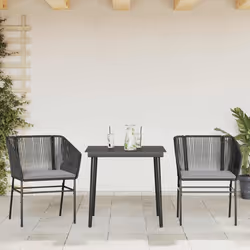 vidaXL Set da Pranzo da Giardino 3 pz con Cuscini Polyrattan Vetro - Vista aggiuntiva 3