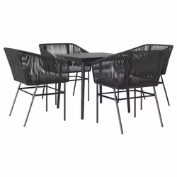 vidaXL Set da Pranzo da Giardino con Cuscini 5 pz Polyrattan Vetro - Vista aggiuntiva 2
