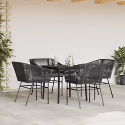 vidaXL Set da Pranzo da Giardino con Cuscini 5 pz Polyrattan Vetro - Vista aggiuntiva 3