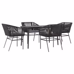 vidaXL Set da Pranzo da Giardino con Cuscini 5 pz Polyrattan Vetro - Vista aggiuntiva 2