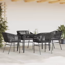 vidaXL Set da Pranzo da Giardino con Cuscini 5 pz Polyrattan Vetro - Vista aggiuntiva 3