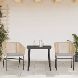 vidaXL Set da Pranzo da Giardino 3pz con Cuscini Polyrattan Vetro - Vista aggiuntiva 3