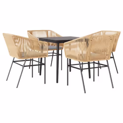 vidaXL Set da Pranzo da Giardino 5pz con Cuscini Polyrattan Vetro - Vista aggiuntiva 2