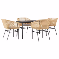 vidaXL Set da Pranzo da Giardino 5pz con Cuscini Polyrattan Vetro - Vista aggiuntiva 2