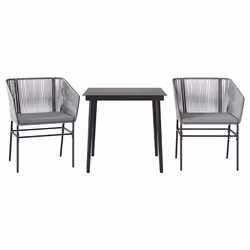 vidaXL Set da Pranzo da Giardino 3 pz con Cuscini in Polyrattan Vetro - Vista aggiuntiva 2