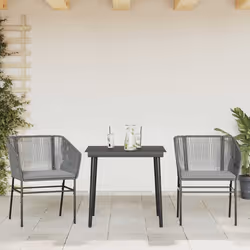 vidaXL Set da Pranzo da Giardino 3 pz con Cuscini in Polyrattan Vetro - Vista aggiuntiva 3