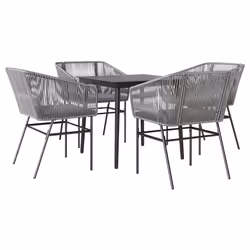 vidaXL Set da Pranzo da Giardino 5 pz con Cuscini Polyrattan Vetro - Vista aggiuntiva 2