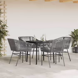 vidaXL Set da Pranzo da Giardino 5 pz con Cuscini Polyrattan Vetro - Vista aggiuntiva 3