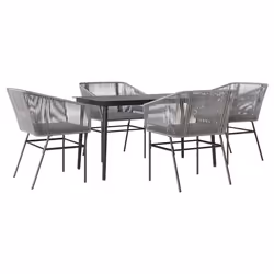 vidaXL Set da Pranzo da Giardino 5 pz con Cuscini Polyrattan Vetro - Vista aggiuntiva 2