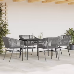 vidaXL Set da Pranzo da Giardino 5 pz con Cuscini Polyrattan Vetro - Vista aggiuntiva 3